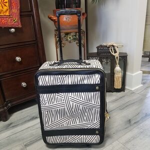 Henri Bendel Luggag9e Disturbed Stripe Upright Wheeled Carry On Suitcase.